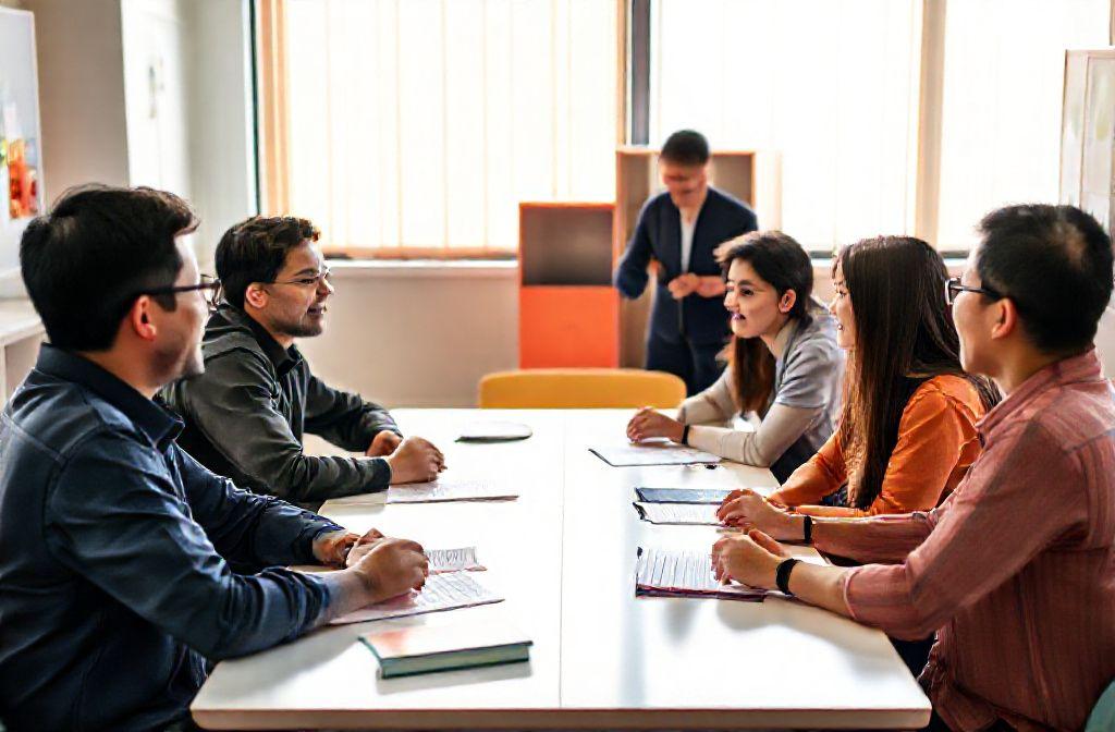 Small group English conversation class
